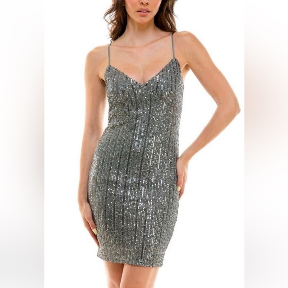 NWT Nordstrom Urban Social Silver Sequin Mini Dress